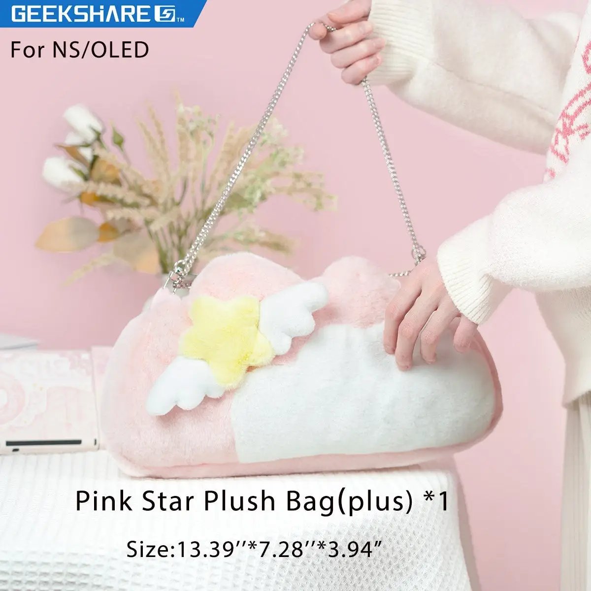 Pink Star Wings plush bag plus for NS and OLED
