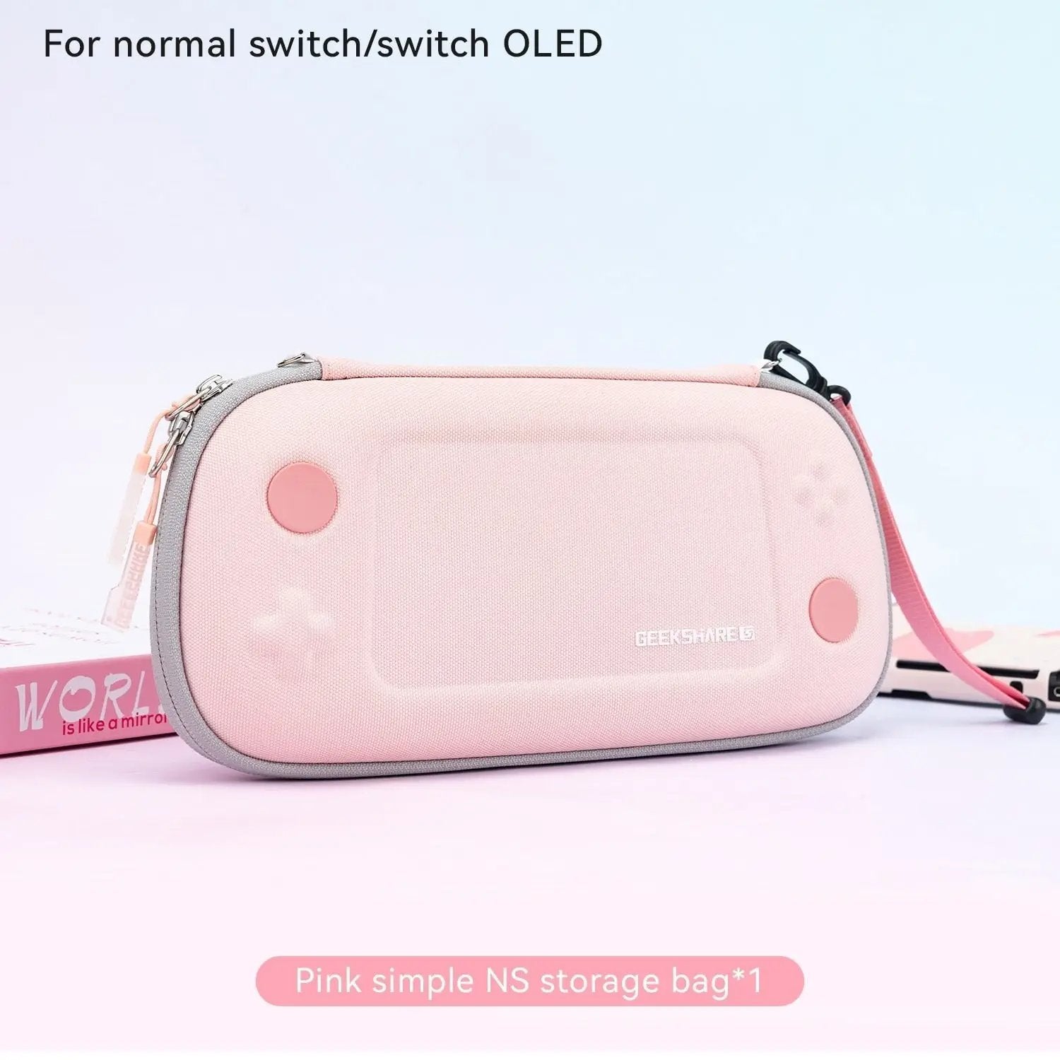 Pink Star Wings storage bag for nintendo switch