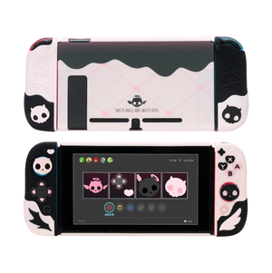 Pink Skull Silicone Protective Case and JoyCon Cover for NS / OLED