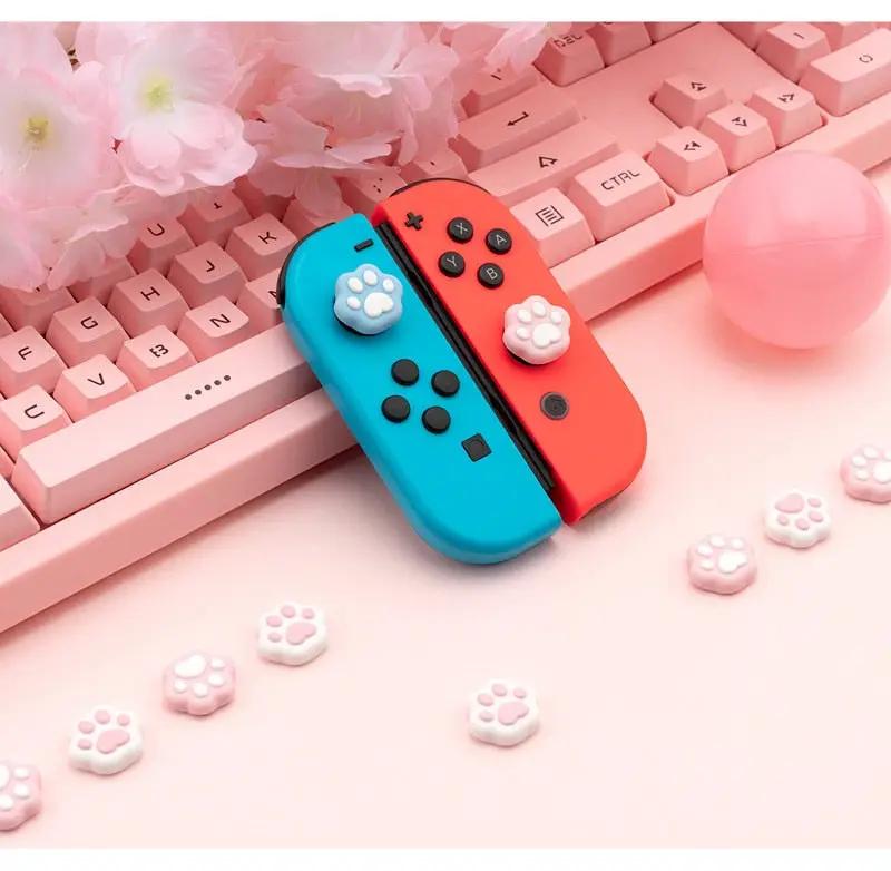 Pink Blue Cat Claw Thumb Grip Cap - Nintendo Switch / Switch Lite - SwitchOutfits