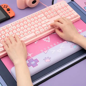 Pink Cat Keyboard and Mouse Pad + Wrist Rest - SwitchOutfits