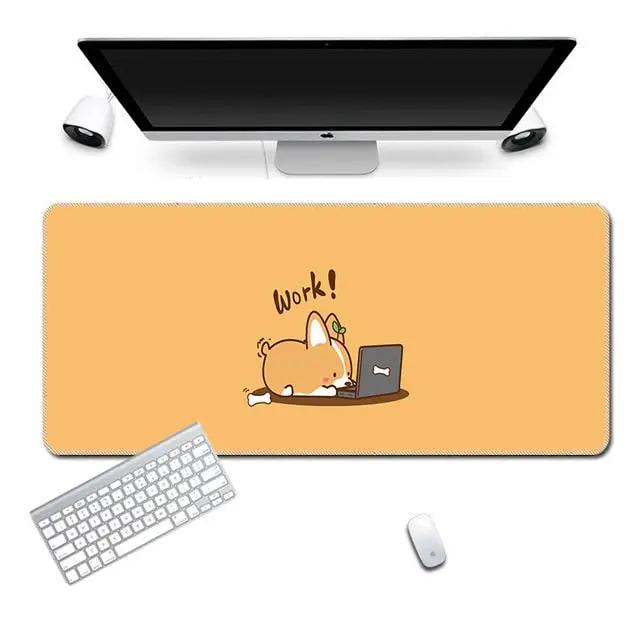 Work Corgi Gaming Keyboard and Mouse Pad - Brown - SwitchOutfits